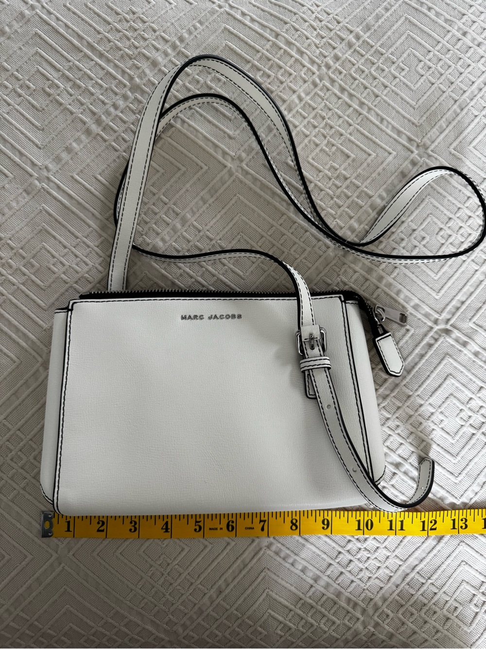 Marc Jacobs White Leather Crossbody with Black Trim